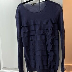 Ann Taylor Navy Blue Lightweight Sweater with ruffle details 🎀